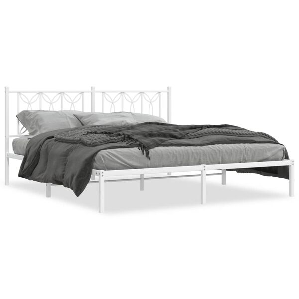vidaXL Bedframe met hoofdbord metaal wit 183x213 cm