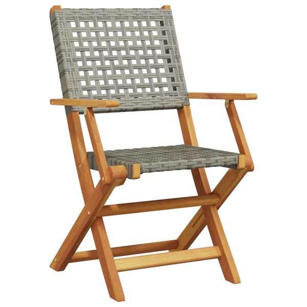 vidaXL 3-delige Bistroset poly rattan en massief hout grijs
