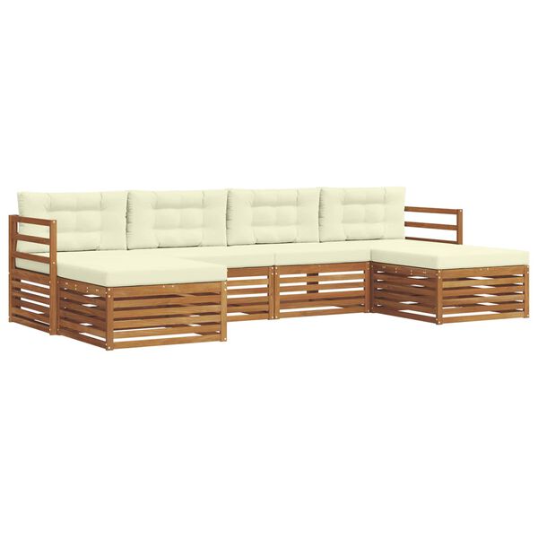 vidaXL Sofa-Sets 6 pcs Natuurlijk en Cr&egrave;me Massief Acaciahout
