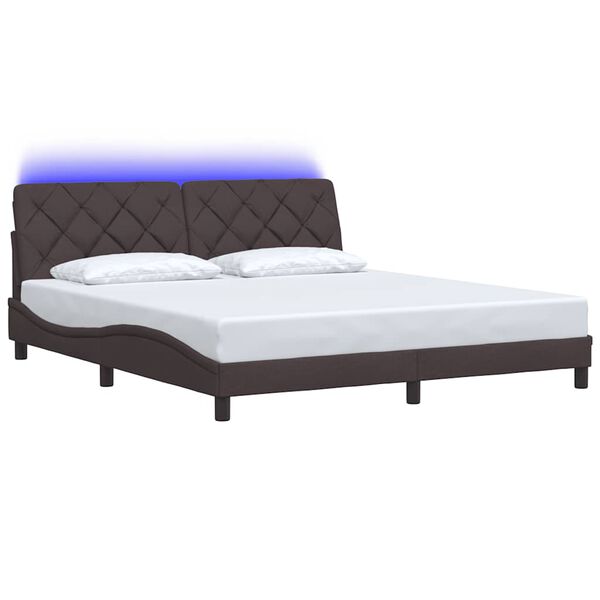 vidaXL Bedframe met LED zonder matras 180x200 cm stof donkerbruin