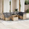 vidaXL 9-delige Loungeset met kussens poly rattan beige