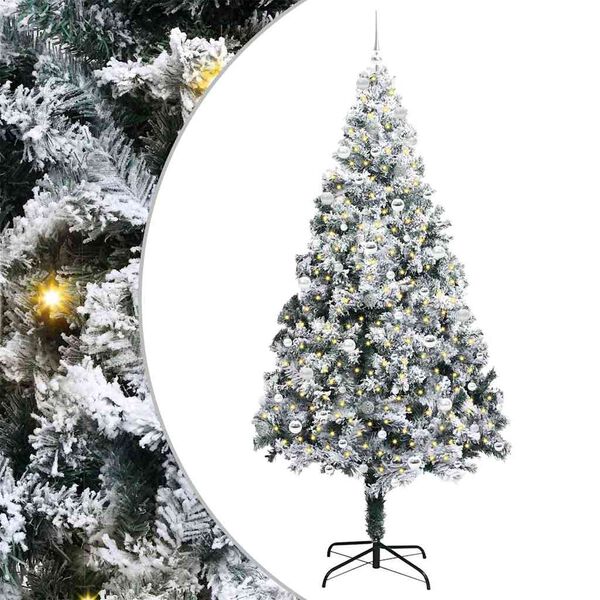 vidaXL Kunstkerstboom met 300 LED Wit 240 cm PVC en Staal en Kunststof