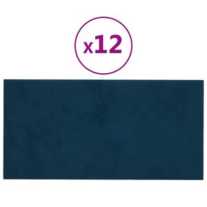vidaXL Wandpanelen 12 st 0,54 m² 30x15 cm fluweel blauw