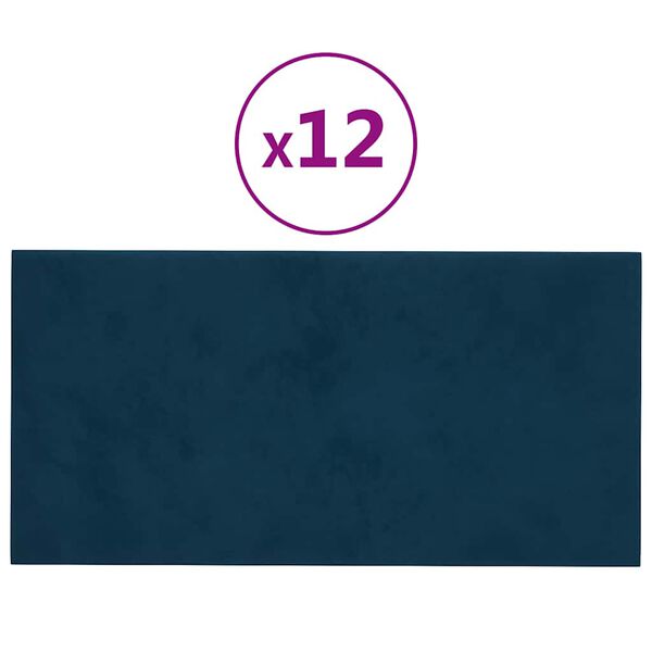vidaXL Wandpanelen 12 st 0,54 m² 30x15 cm fluweel blauw