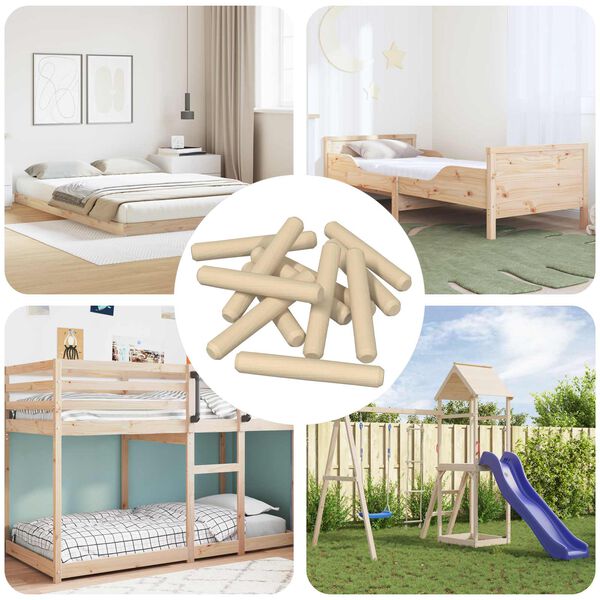 vidaXL Houten Dowels 12 pcs Bruin &Oslash;8 x 50 mm Massief hout