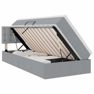 vidaXL Opbergbed met LED met matras Lichtgrijs 100 x 200 cm Stof