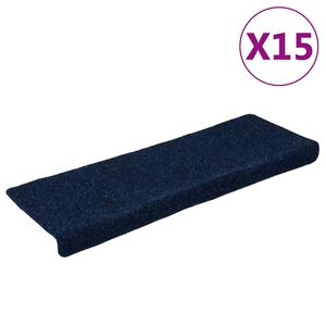vidaXL Trapmatten zelfklevend 15 stuks 65x21x4 cm marineblauw met rechthoekige rand
