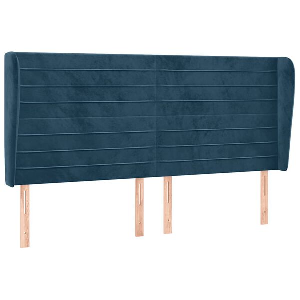 vidaXL Hoofdbord met randen 183x23x118/128 cm fluweel donkerblauw