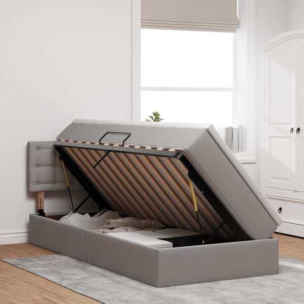 vidaXL Opbergbed met matras met matras Taupe 100 x 200 cm Bewerkt hout