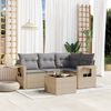 vidaXL 5-delige Loungeset met kussens poly rattan beige