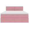 vidaXL Opbergbed met LED met matras Roze 140 x 190 cm Fluweel