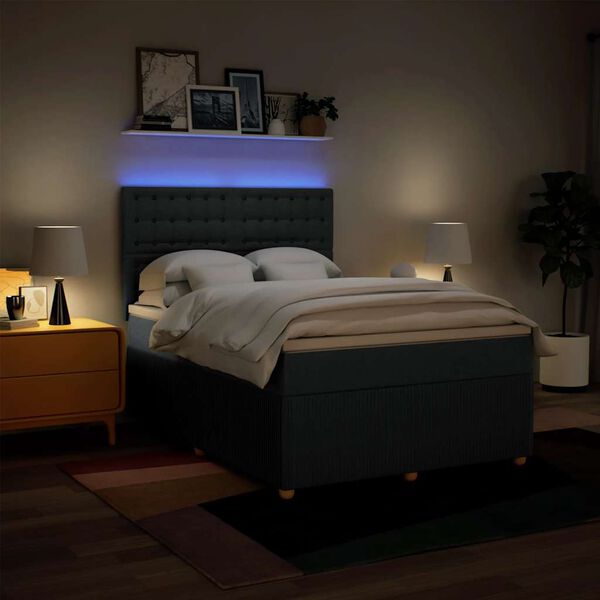 vidaXL Boxspring met matras stof blauw 140x200 cm