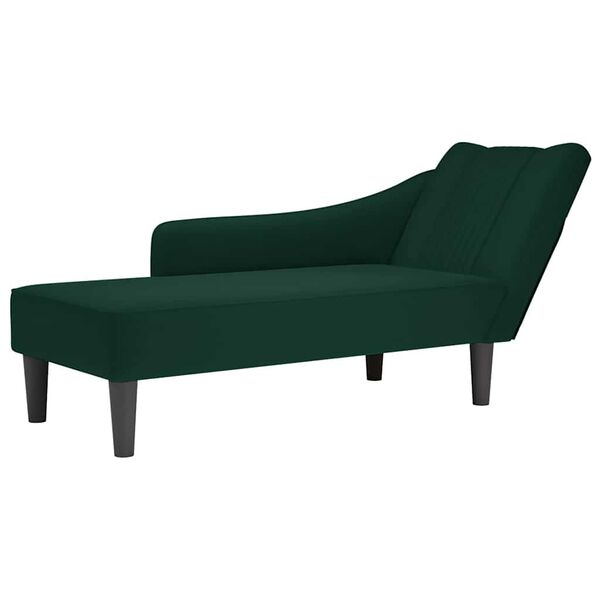 vidaXL Chaise longue met rechterarmleuning fluweel donkergroen