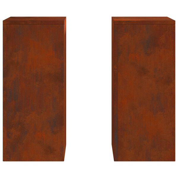 vidaXL Plantenstandaard 2 pcs Roestig 24 x 24 x 55 cm Cortenstaal