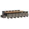vidaXL 17-delige Tuinset met kussens poly rattan grijs