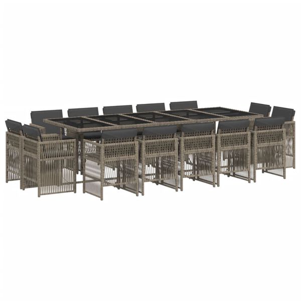 vidaXL 15-delige Tuinset met kussens poly rattan grijs