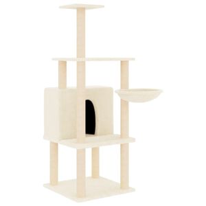 vidaXL Kattenmeubel met sisal krabpalen 132 cm cr&egrave;mekleurig