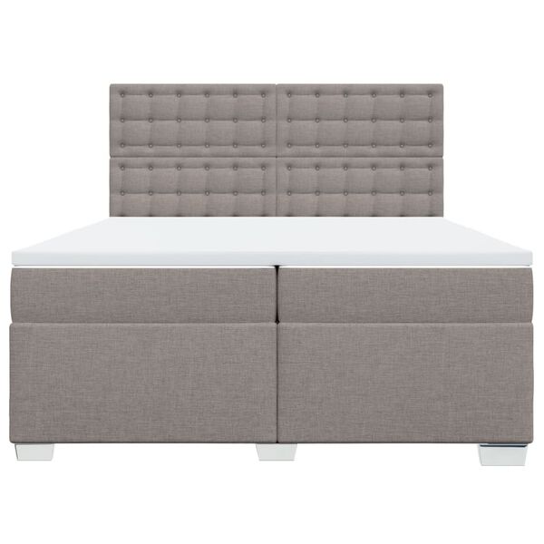 vidaXL Boxspring met matras stof taupe 200x200 cm