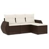 vidaXL 4-delige Loungeset met kussens poly rattan bruin
