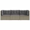 vidaXL 3-delige Loungeset met kussens poly rattan grijs
