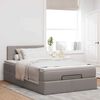 vidaXL Bed poef met matras en LED's 120x190 cm stof taupe