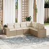 vidaXL 6-delige Loungeset met kussens poly rattan beige