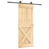 vidaXL Schuifdeur Naturel en Zwart 80 x 210 cm Massief Grenenhout