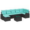 vidaXL Tuin Sofa Set met kussen met opslag 8 pcs Zwart Poly riet