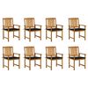 vidaXL Tuinstoelen 8 st met kussens massief acaciahout