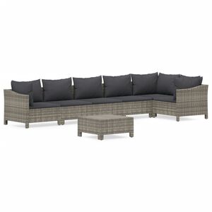 vidaXL 7-delige Loungeset met kussens poly rattan grijs