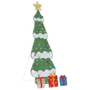 vidaXL Verlichte Kerstboom met 3 Cadeau Dozen 2D Warm Wit 210 cm