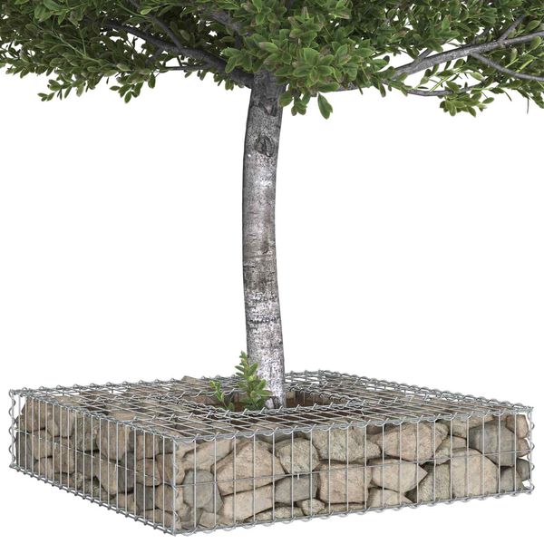 vidaXL Gabion Verhoogd Bed Zilver 100 x 100 x 20 cm