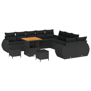 vidaXL Tuin Sofa Set 13 pcs Zwart poly rattan