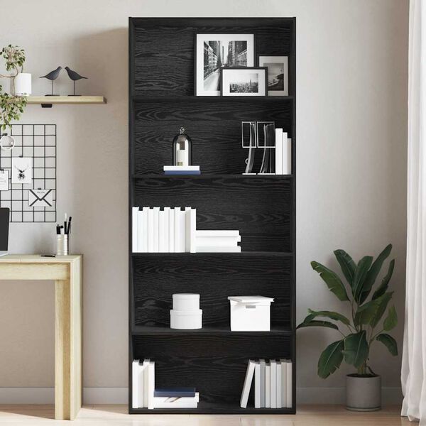 vidaXL Boekenkast Zwart Eiken 80x30x189 cm Engineered Wood