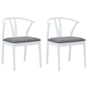 vidaXL Eetkamerstoel 2 pcs Wit en Grijs Massief Rubberhout