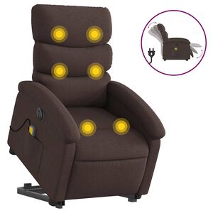 vidaXL Sta-op-massagestoel elektrisch verstelbaar stof donkerbruin