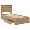 vidaXL Bedframe met hoofdeinde Artisan Eiken 90 x 190 cm Bewerkt hout
