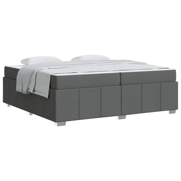 vidaXL Bedframe met matras Donkergrijs 200 x 200 cm Stof