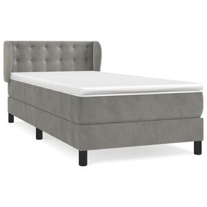 vidaXL Boxspring met matras fluweel lichtgrijs 80x200 cm