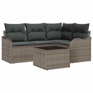 vidaXL Tuin Sofa Set met opslag 5 pcs Zwart poly rattan