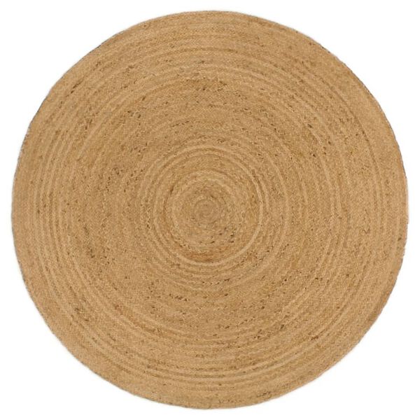 vidaXL Vloerkleed omkeerbaar rond 150 cm jute marineblauw en naturel