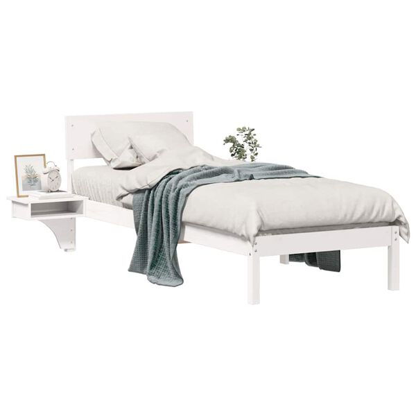vidaXL Bedframe met hoofdeinde Wit 75 x 190 cm Massief grenenhout