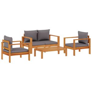 vidaXL 4-delige Loungeset met kussens massief acaciahout