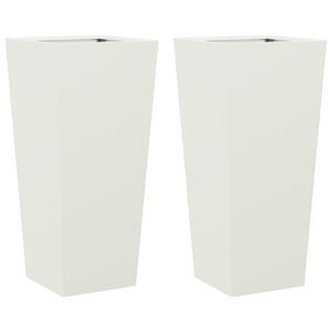 vidaXL Plantenbakken 2 st 35x35x75 cm staal wit