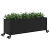 vidaXL Plantenbak met wielen 3 potten 107x32x38 cm poly rattan zwart