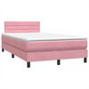 vidaXL Boxspring met matras fluweel roze 120x210 cm