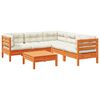 vidaXL 6-delige Loungeset met kussens massief grenenhout wasbruin