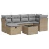 vidaXL 7-delige Loungeset met kussens poly rattan beige