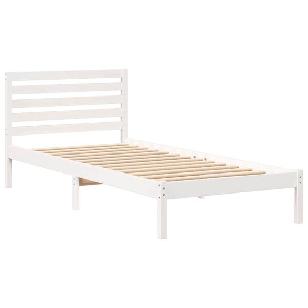 vidaXL Bedframe met hoofdeinde Wit 100 x 210 cm Massief grenenhout