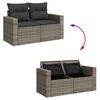 vidaXL 9-delige Loungeset met kussens poly rattan grijs